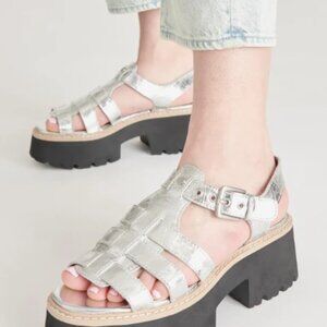 Dolce Vita Latice Silver Distressed Leather Chunky Sandals-MANY SIZES!